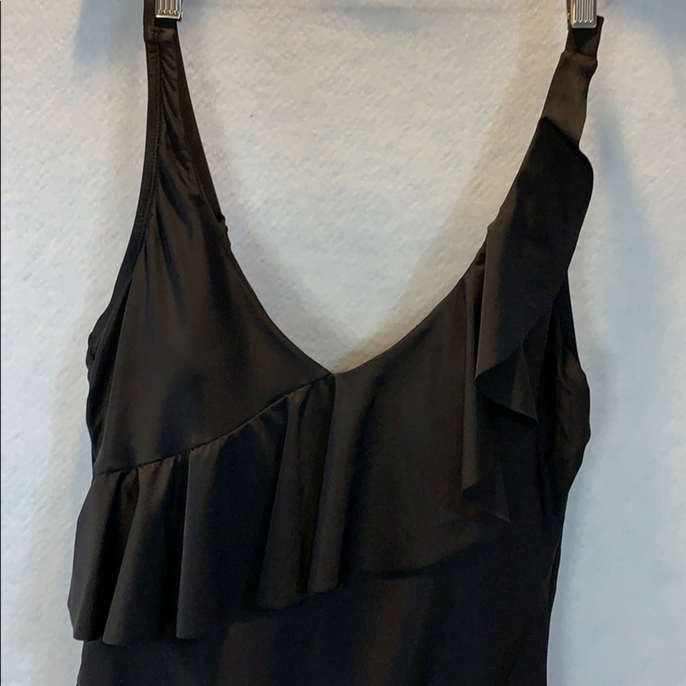 Black Ruffle One Piece Swimsuit - Picture 3 of 11